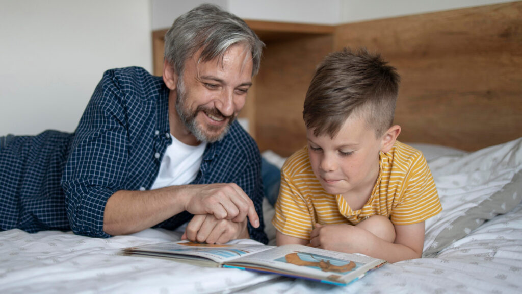 father son reading