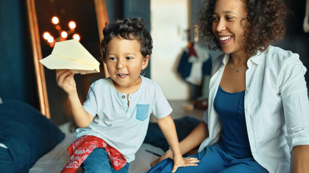 mom playing with son